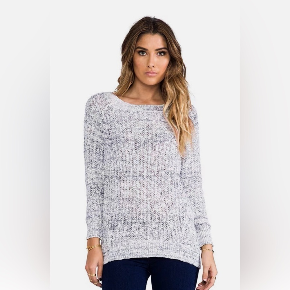 FREE PEOPLE STAR DUNE SLOUCHY CHUNKY KNIT SWEATER LIGHT GRAY SZ:L BOHO PULLOVER
